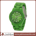 Banda de impresión verde Reloj de dama de moda con esfera verde